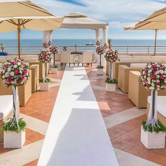 RZMY White Wedding Ceremony Aisle Runner, 3.3ft x 32.8ft, Mo image