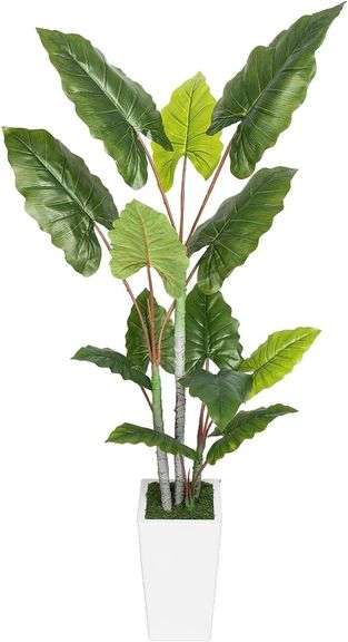 Artificial Plant Indoor 5.5FT - Fake Tree with White Tall Pl image