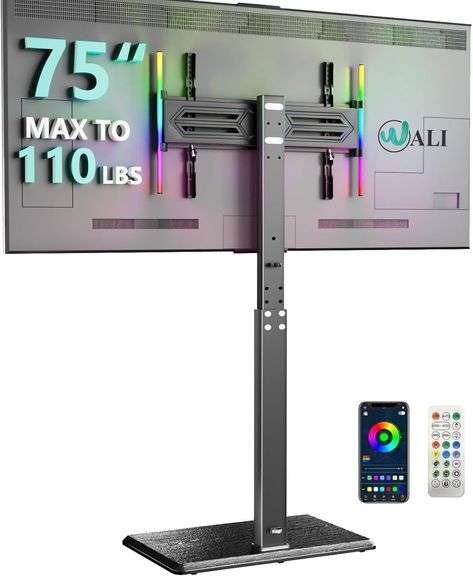 WALI Floor TV Stand with LED Lights, Tall TV Stand Mount for image