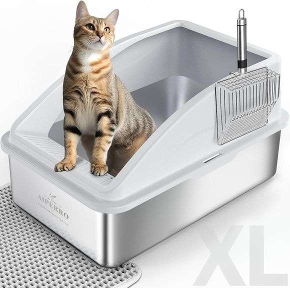 Stainless Steel Litter Box | XL Enclosed Cat Litter Boxs wit image