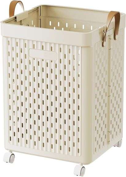 UAK Laundry Basket with Wheels, Collapsible Plastic Laundry image