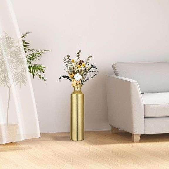 Gold Tall Floor Vase 21.65in Metal Decorative Flower Bucket image