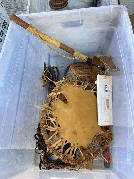 2 bins of native American antiques. image
