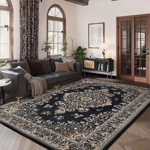 HOMORE Living Room Rug 6x9 Black Rugs for Living Room, Non S image