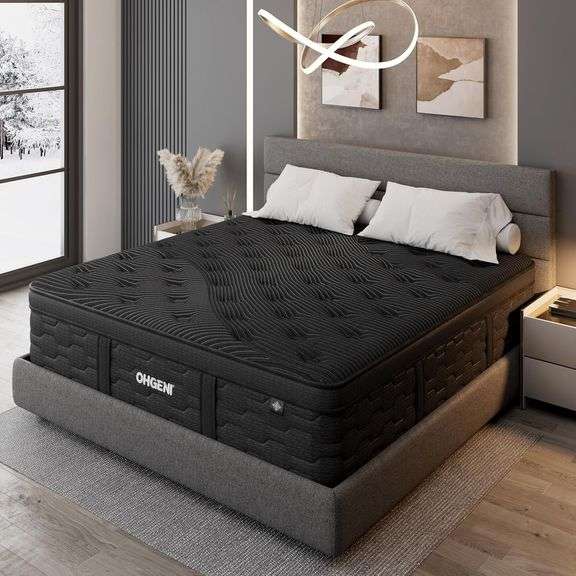 $299 OhGeni 14 Inch Cooling Queen Size Mattress, Hybrid Gel- image