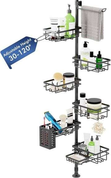 Shower Caddy Organizer Tension Pole, Rustproof 6-Pack Corner image