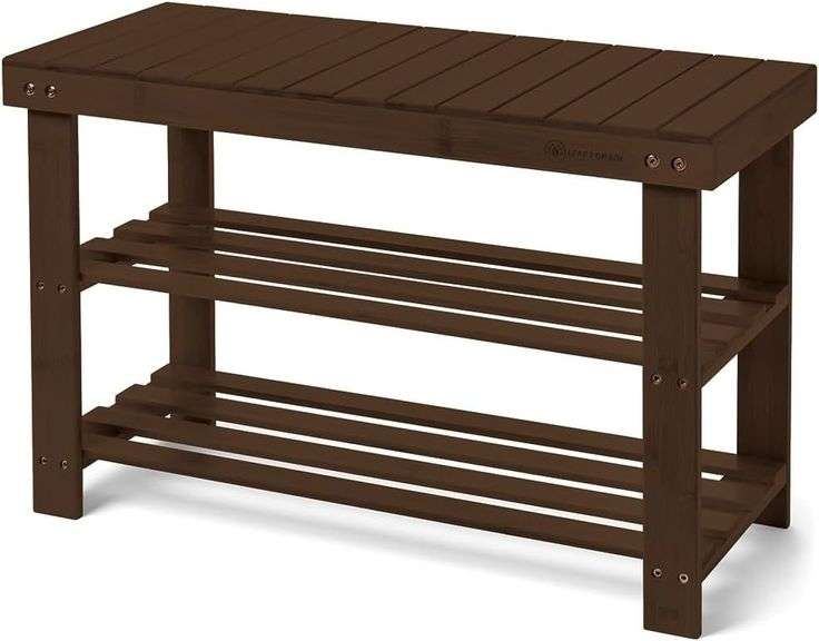 Leaf & Grain Bamboo Shoe Rack - Shoe Storage Bench for Front image