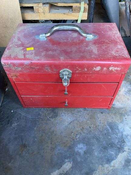 Consignment: Two drawer metal toolbox with contents image