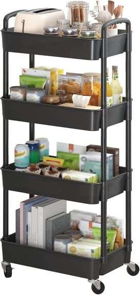 Sywhitta 4-Tier Plastic Rolling Utility Cart with Handle, Mu image