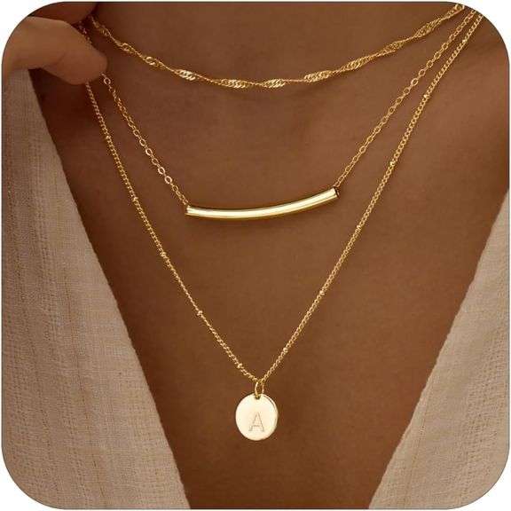 Initial Necklaces for Women Trendy, Stackable Dainty 14k Gol image