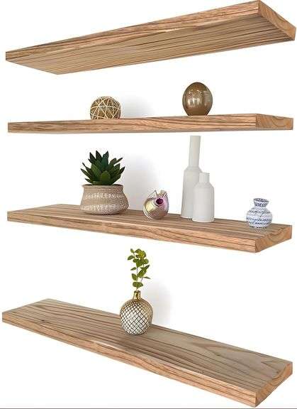 24 Inch Floating Shelves for Wall Rustic Light Wood Wall She image