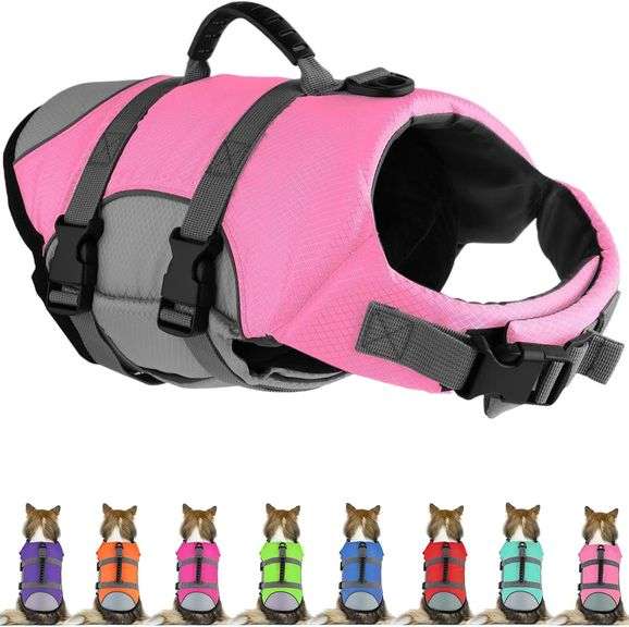 Dog Life Jacket, Reflective Adjustable Dog Life Vest with Re image