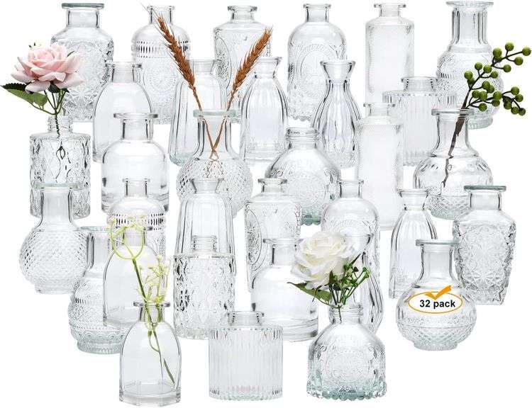 Glass Bud Vases Set of 32,Small Flower Vases for Wedding Cen image