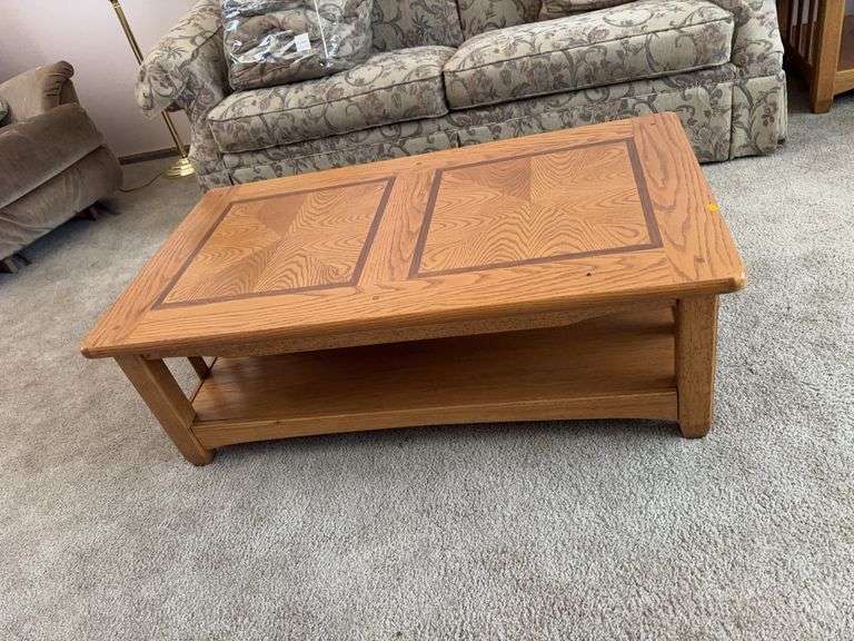 Oak Coffee Table w/ 2 Oak End Tables image