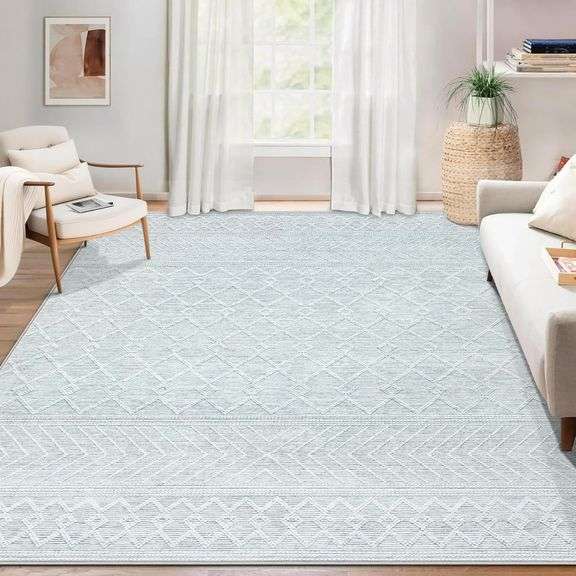 Area Rug for Living Room 6x9: Large Washable Boho Moroccan R image
