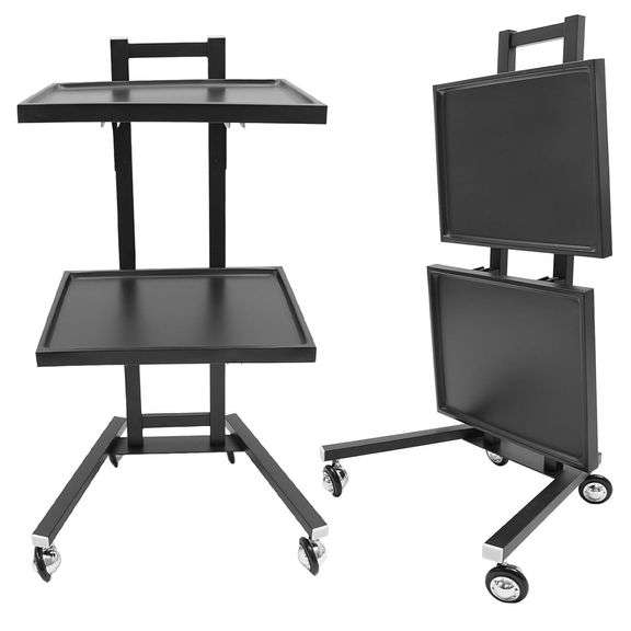 2 Tier Metal Rolling Cart, Stainless Steel Salon Tray with W image