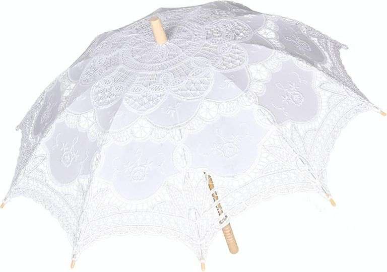 Vintage Lace Parasol Umbrella 32 Inch   Bridal Wedding Decor image