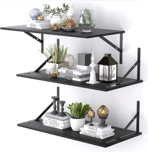 12 Inch Deep Floating Shelves for Wall, 24" W x 12" D Black image