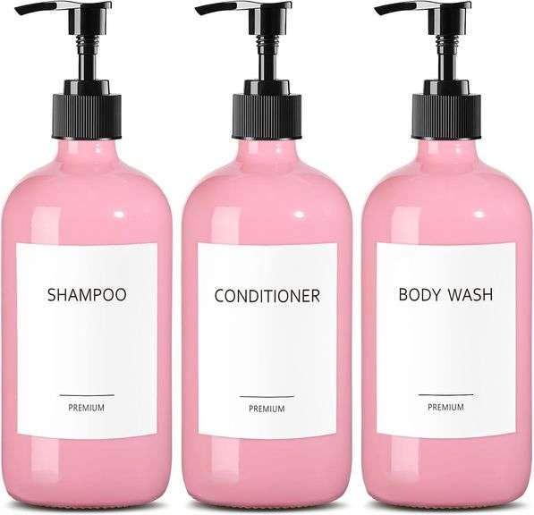 GMISUN Glass Shampoo and Conditioner Dispenser, Shower Soap image