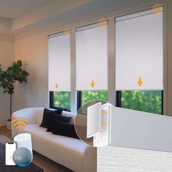 Motorized Blinds No Drill Automatic Roller Shades with Remot image