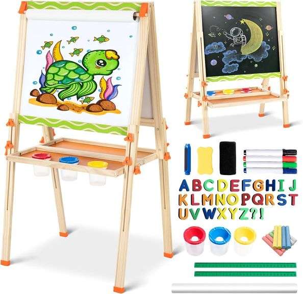 Wooden Easel for Kids, Double Sided Quick-Fold Kids Easel wi image