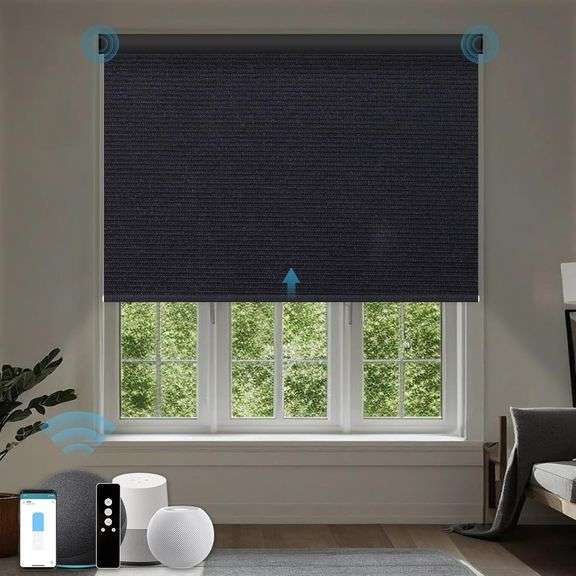$120 Motorized Roller Shade, 100% Blackout Smart Window Blin image