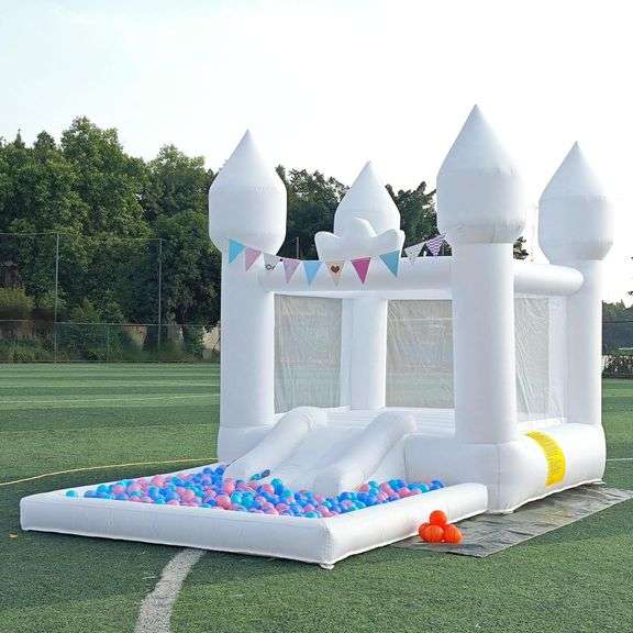 $246 12.5FTx7.1FT White Inflatable Bounce House Inflatable C image