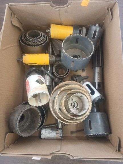 Box of hole saw bits. image
