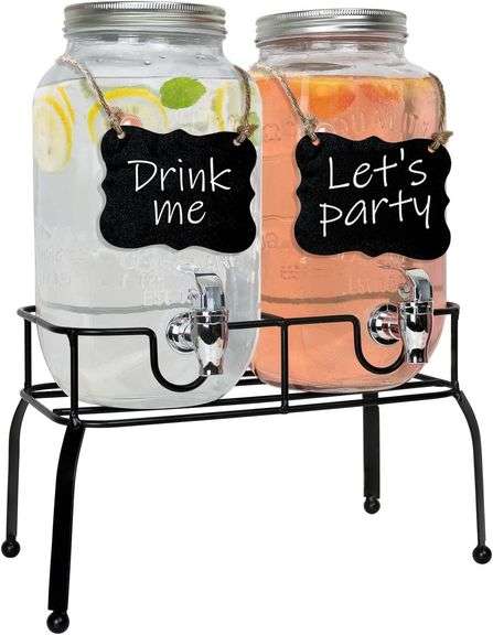Estilo Glass Drink Dispenser for Parties - Set of 2-1 Gallon image