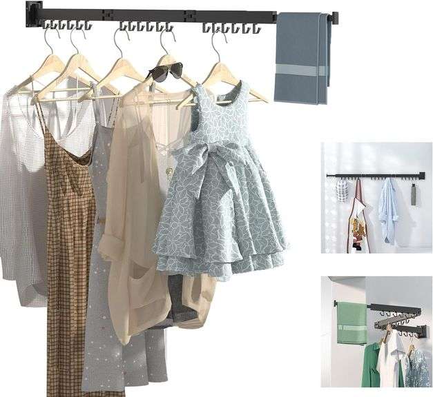 ptlsy Wall Mounted Portable Folding Clothes Drying Rack with image
