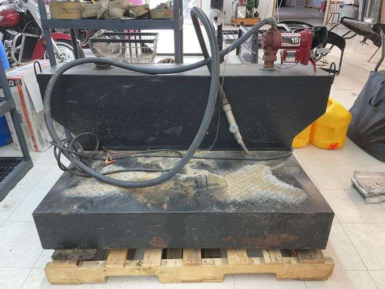 Truck bed, diesel tank with pump hose and nozzle image