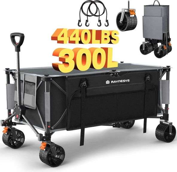 $128 Collapsible Wagon Cart with Wheels, 440lbs 300L Heavy D image