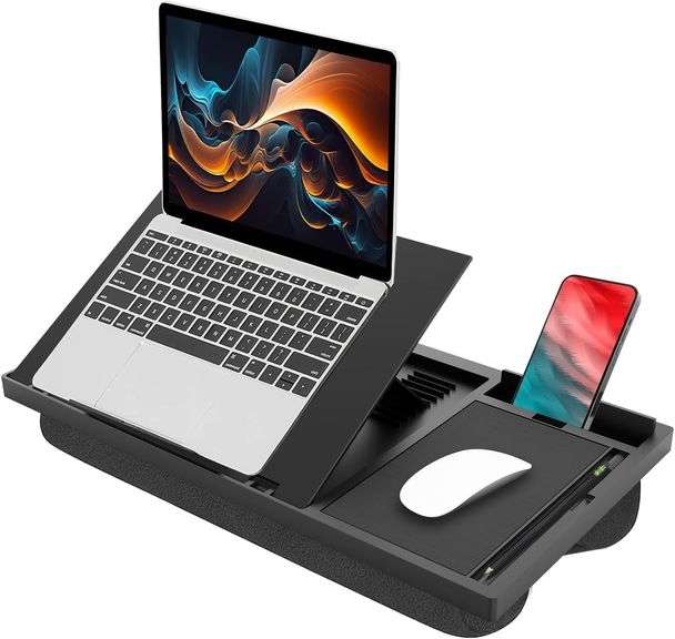Laptop Lap Desk with Cushion - 9 Adjustable Angles, Fits Up image