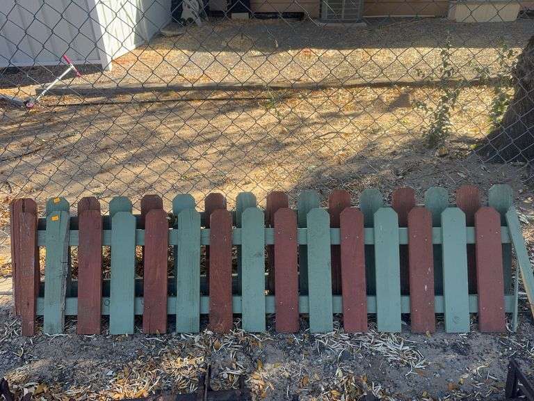 Wooden picket garden fencing (2 sections) image