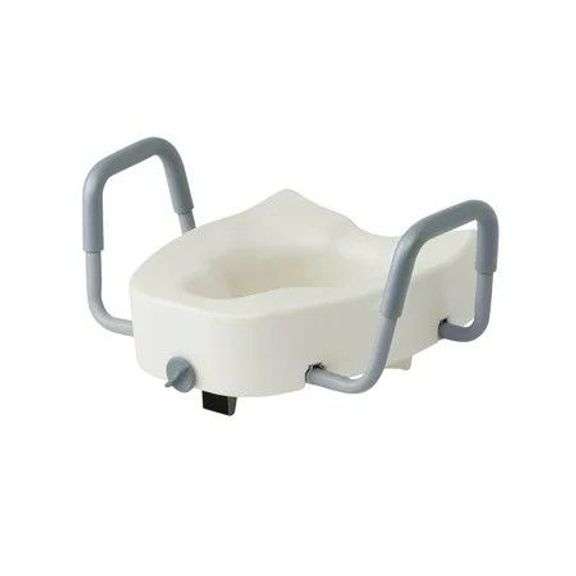 Medline 5" Elongated Raised Toilet Seat, With Lock and Remov image