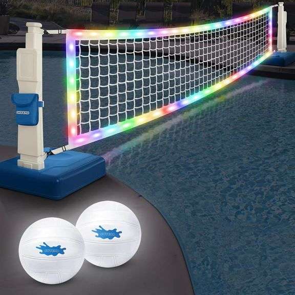 $197 LED Pool Volleyball Net Set, Light Up Pool Volleyball G image
