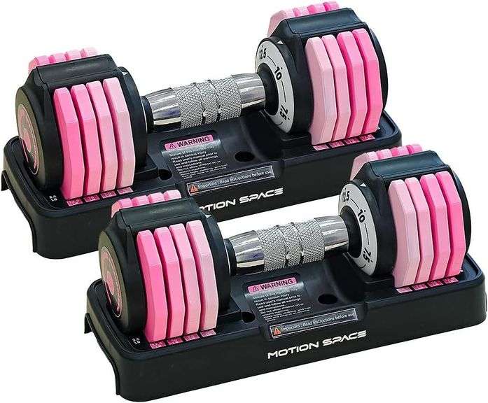 $140 Adjustable Dumbbells Set 12.5LB/22.5LB Pair, 1-Sec Fast image