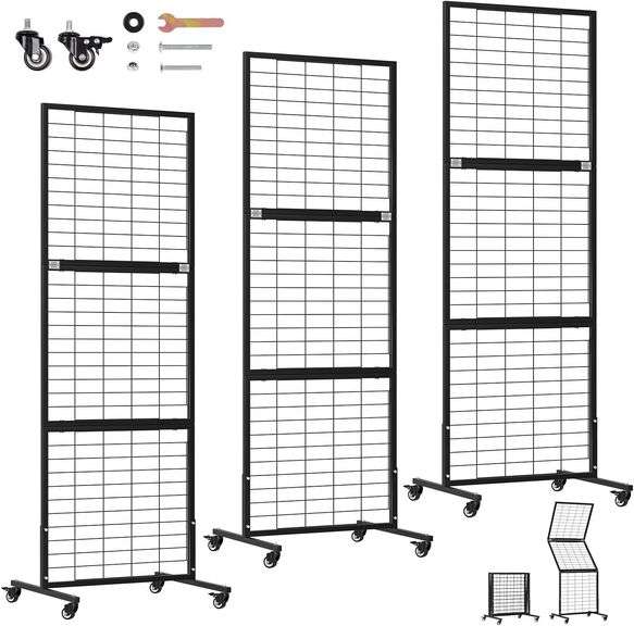 $149 3 Pack Heavy Duty Foldable Gridwall Panels, Adjustable image