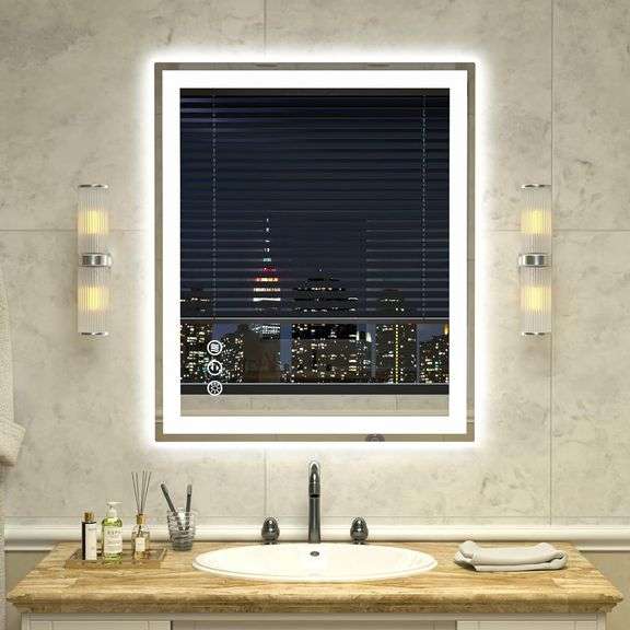 $220 36"x 30" LED Bathroom Mirror with Lights, Smart Dimmabl image