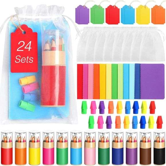 Skyygemm 24 Set Mini Colored Pencils with Sharpeners Christm image