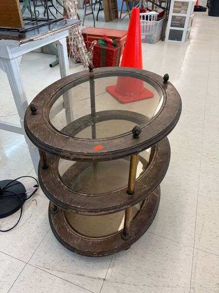 3 tier oval end table image