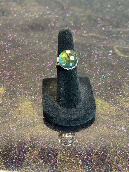 Sliver ring with rainbow gem costume jewelry image