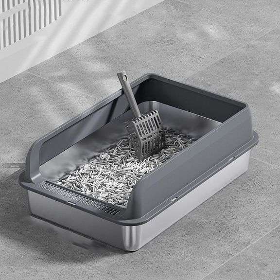 $103 High Sides Cat Litter Box Stainless Steel Litter Box La image