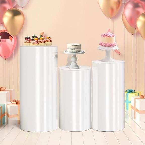 $186 Cylinder Pedestal Stands White Display Plinth Cylinder image