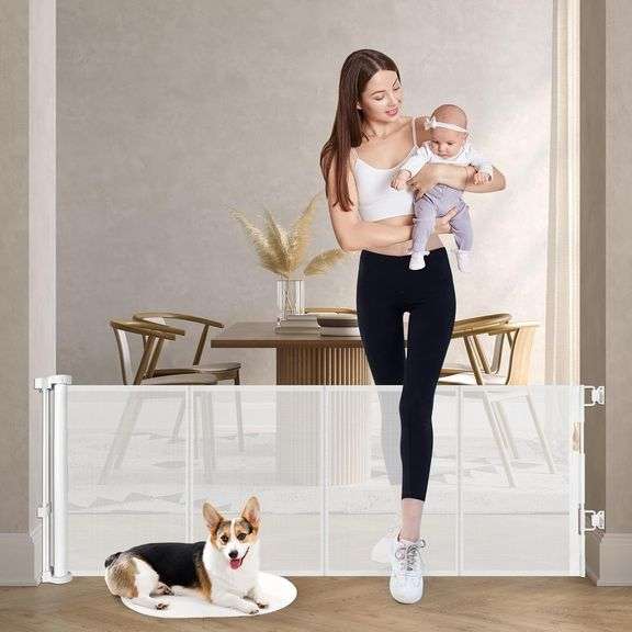 Reinforced 24 Inch Tall Retractable Baby Gates for Dogs, Sho image