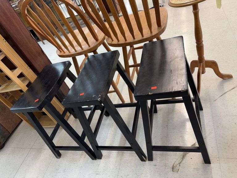 3 wood bar stools image