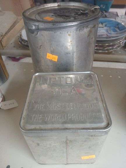 Lipton tea can /mustard seed can/ syrup can image