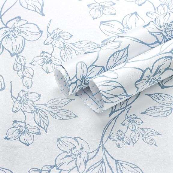 Ismoon Peel and Stick Wallpaper Blue and White Contact Paper image