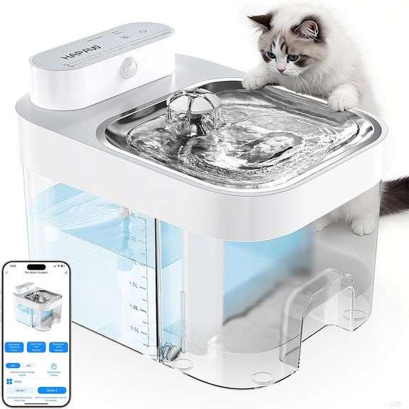 Cat Water Fountain, No Filter Cotton, App Monitoring Wastewa image