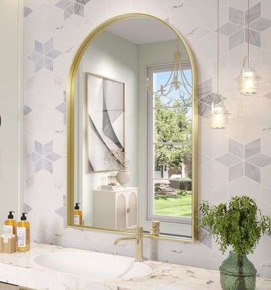 Arch Mirror, 40 x 30 Inch Gold Arch Mirror for Bathroom, Arc image